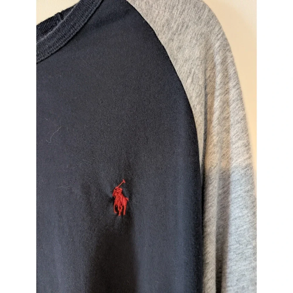 Polo Ralph Lauren Raglan Long Sleeve T-shirt Men Large Blue Pony Logo USA 90s